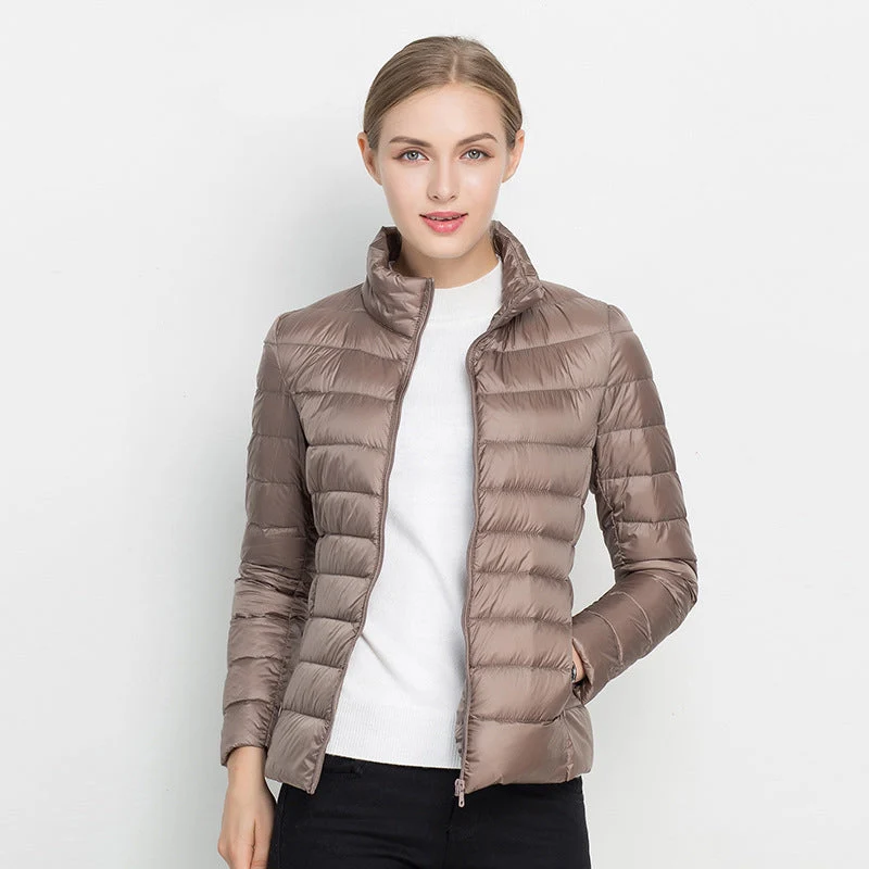 Leichte Damen Steppjacke f��r den Fr��hling | Wasserabweisende ��bergangsjacke mit Stehkragen und Daunenf��llung | Winddichte