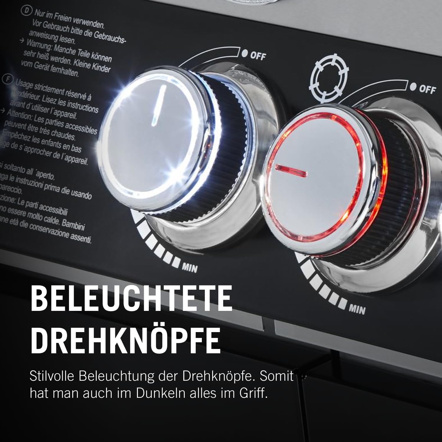 RÖSLE Elektrogrill BBQ-Portable Videro E2-P, tragbarer Tischgrill mit 2 Brennern, Warmhalterost und Deckel mit Glaseinsatz, pulverbeschichteter Stahl, schwarz/silbern