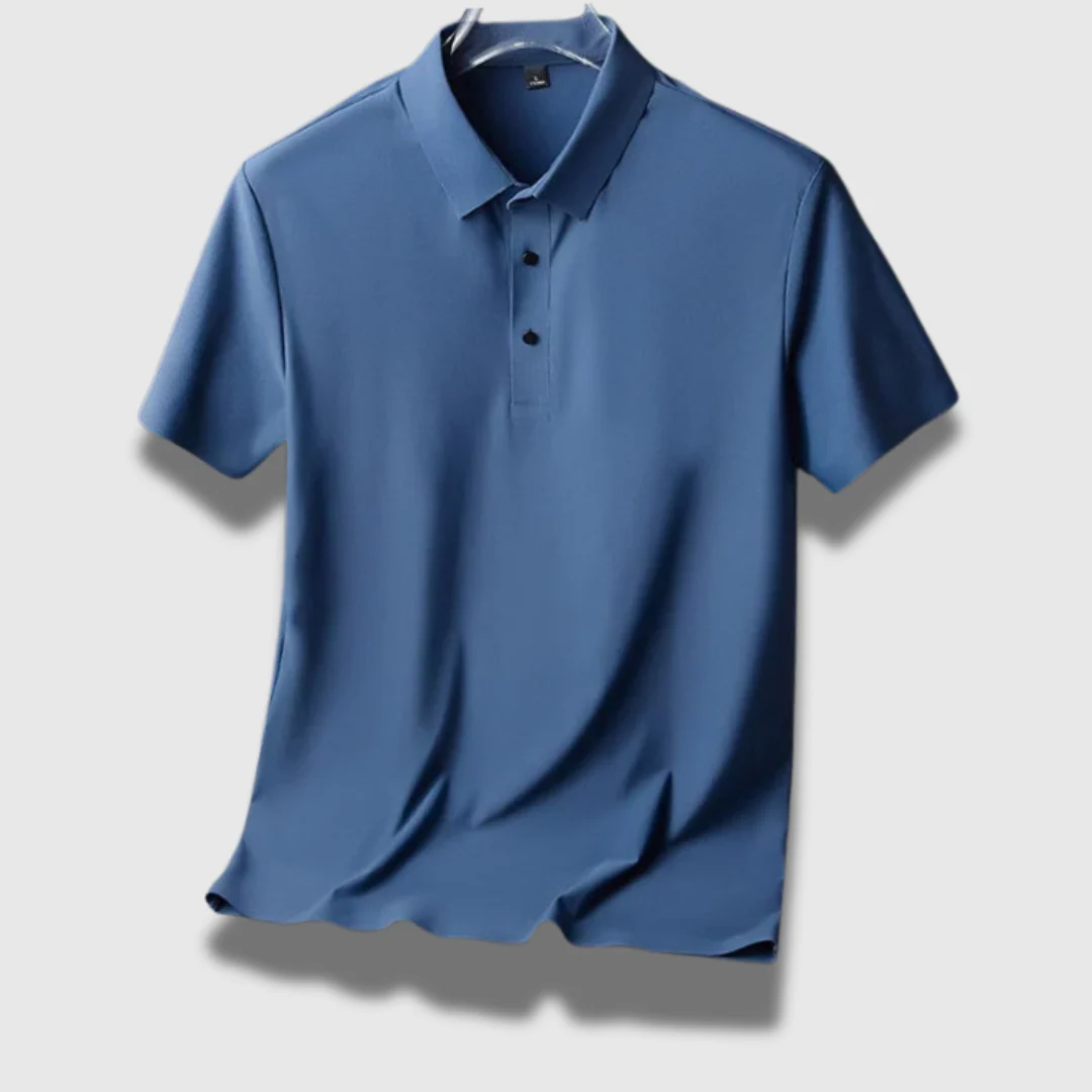 Klassisches Herren Poloshirt aus leichter Seide | Atmungsaktives Kurzarm-Polo mit Knopfleiste und Strukturkragen