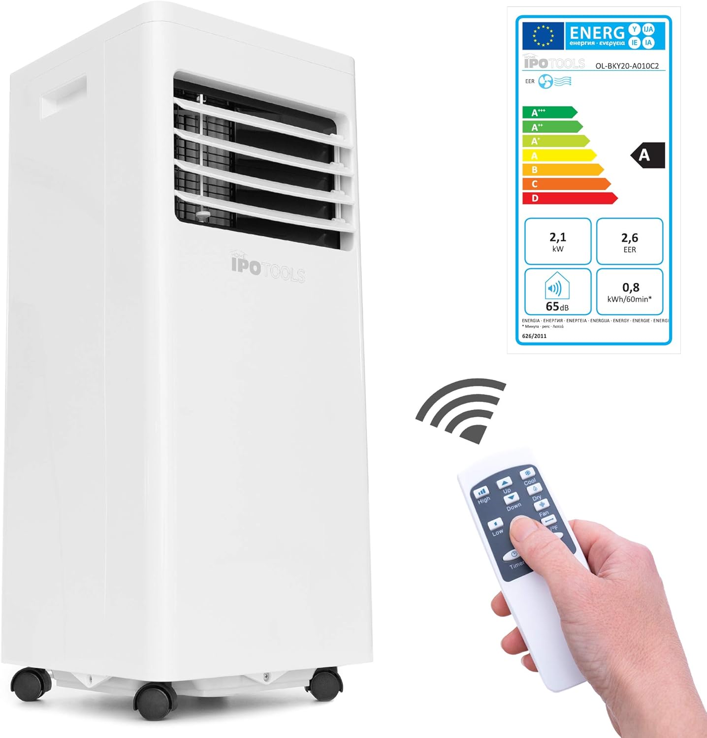 IPOTOOLS Lokales mobiles Klimagerät mit Abluftschlauch / 3in1 mobile Klimaanlage/Kühlen Ventilieren Entfeuchten (7000 BTU)