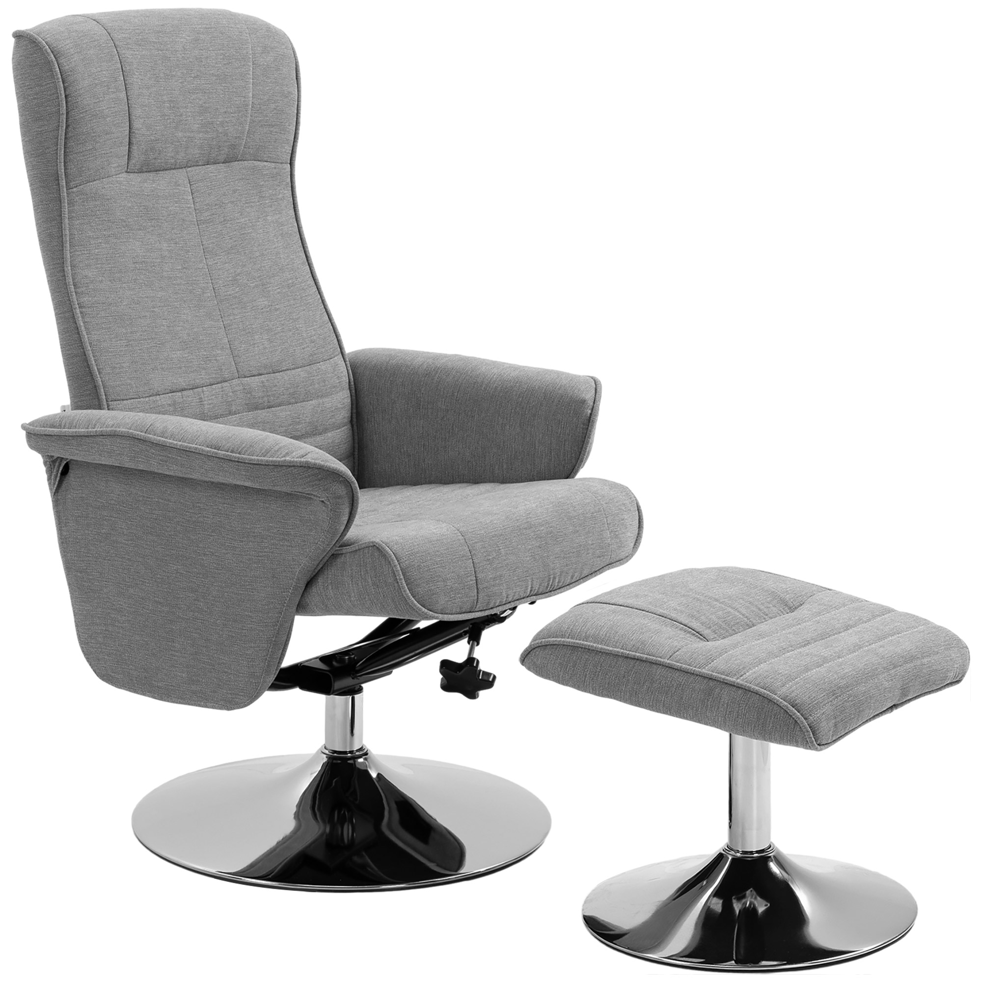 Relaxstoel met Voetenbank, Draaibaar, Kantelbare Rugleuning, Belastbaar tot 150 kg, 69 x 71 x 104 cm, Grijs