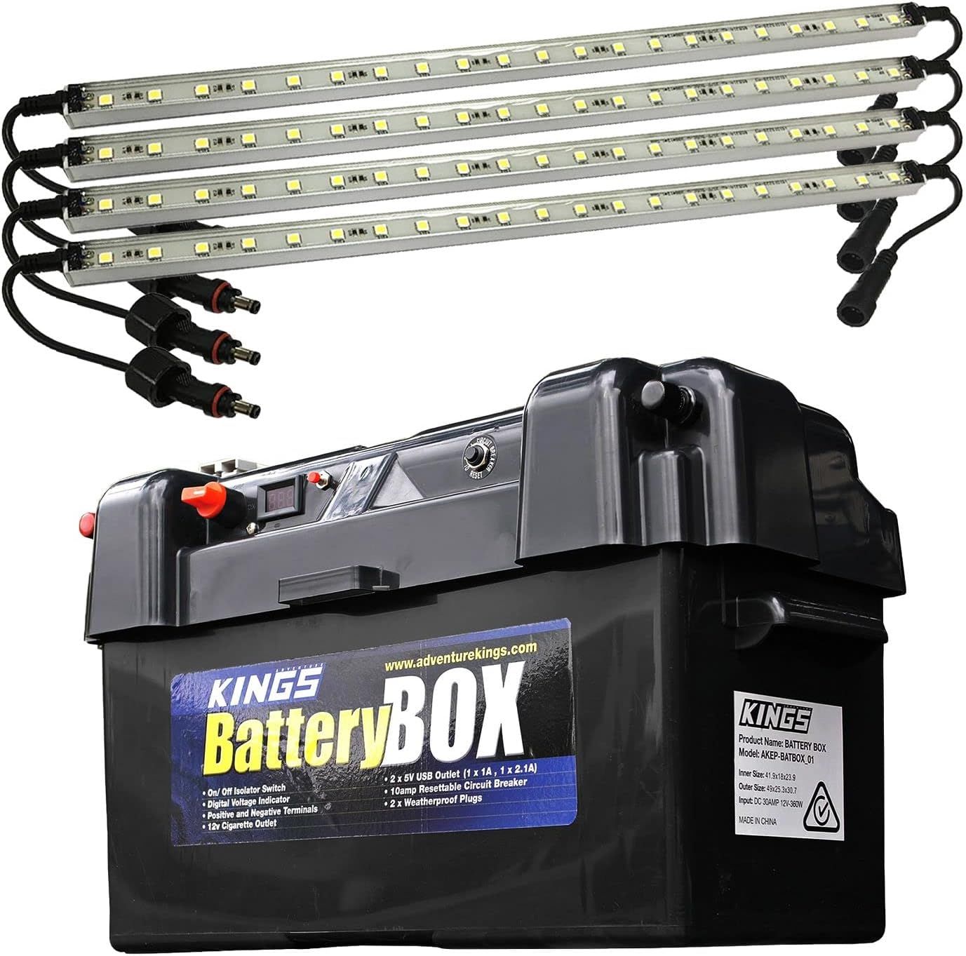 Adventure Kings Large Battery Box with LED Camp Light Kit and Dimmer