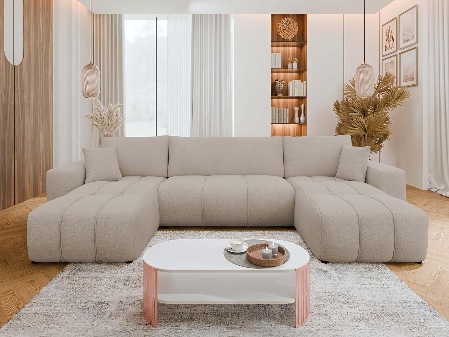 Mirjan24 Wohnlandschaft Furyn U, Ecksofa mit Schlaffunktion und Bettkasten, U-Form Couch, symmetrisches Polstersofa, Eckcouch (Velo 623)