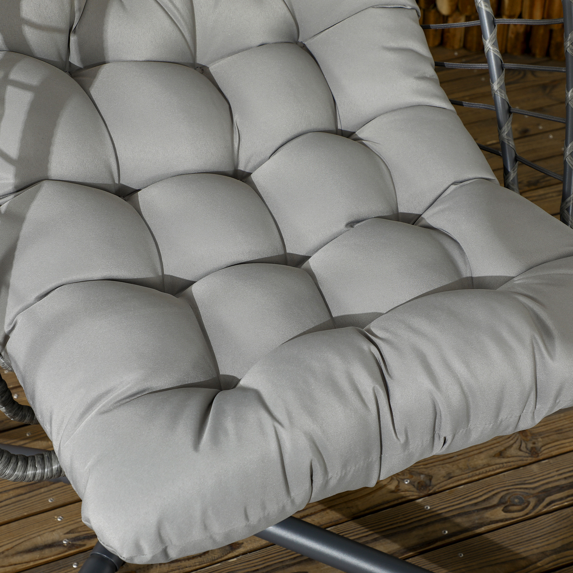 Outsunny Hangingstoel Rotan Loungestoel, weerbestendig, 1 kussen, 100 cm x 131 cm x 194 cm, Lichtgrijs