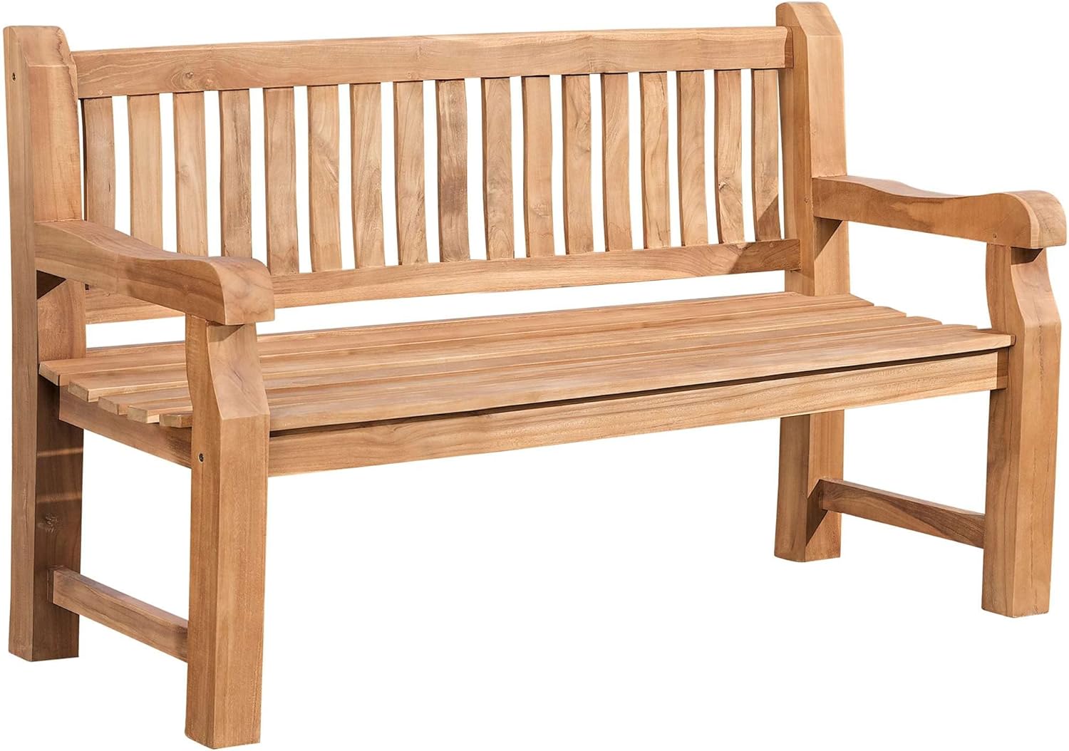 CLP Teakbank Jackson V2 I Wetterfeste Holzbank mit Rückenlehne I Stabile Gartenbank aus massivem Teakholz, Farbe:Teak, Größe:150 cm