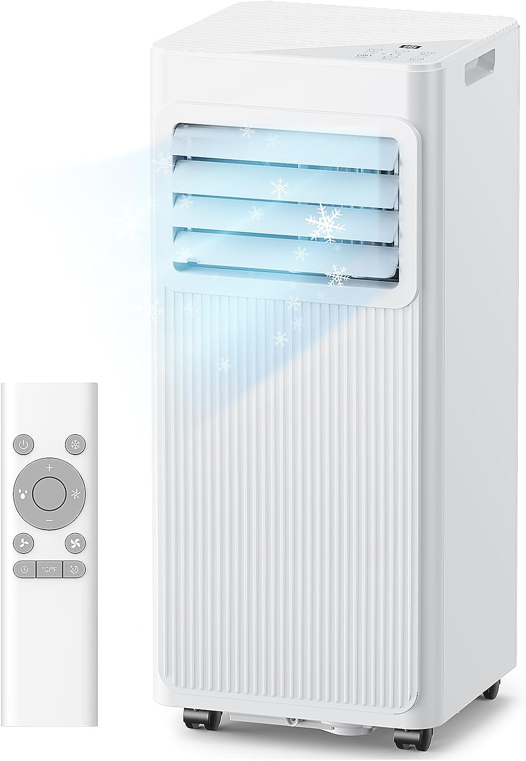Mobiles Klimagerät 7000 BTU, 4-in-1 Mobile Klimaanlage mit Abluftschlauch & 4m Fensterabdichtung, Ohne Bohren (für Kipp- & Dachfenster), Kühlen & Entfeuchten für Räume bis 25m², Alpinweiß