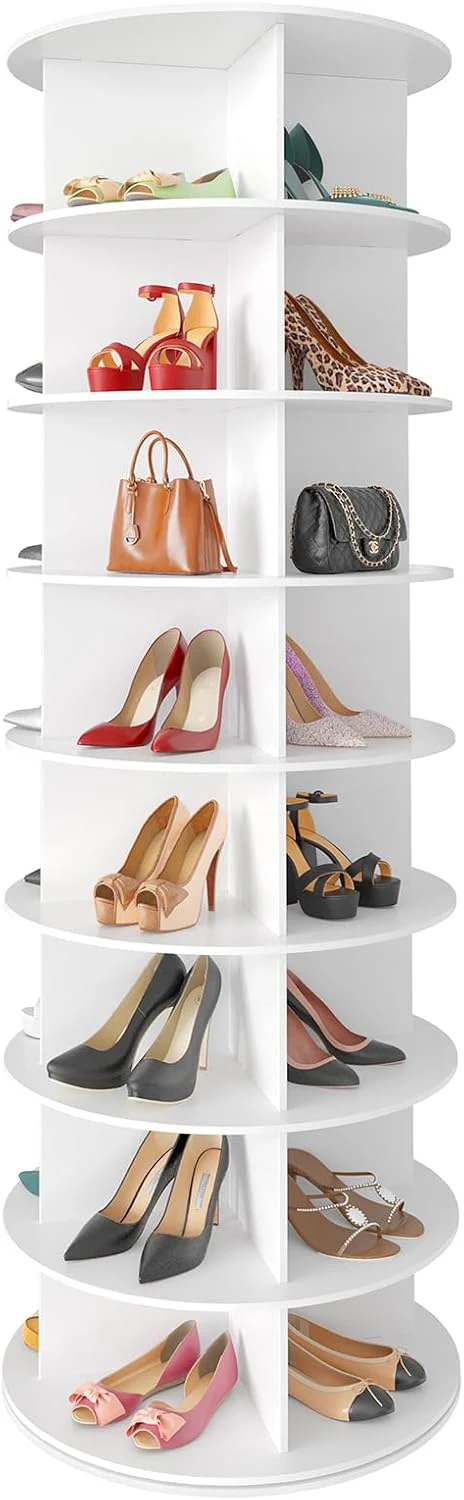 SpaceAid 7 Tier Rotating Shoe Rack Tower, Spinning Shoe Display Lazy Susan