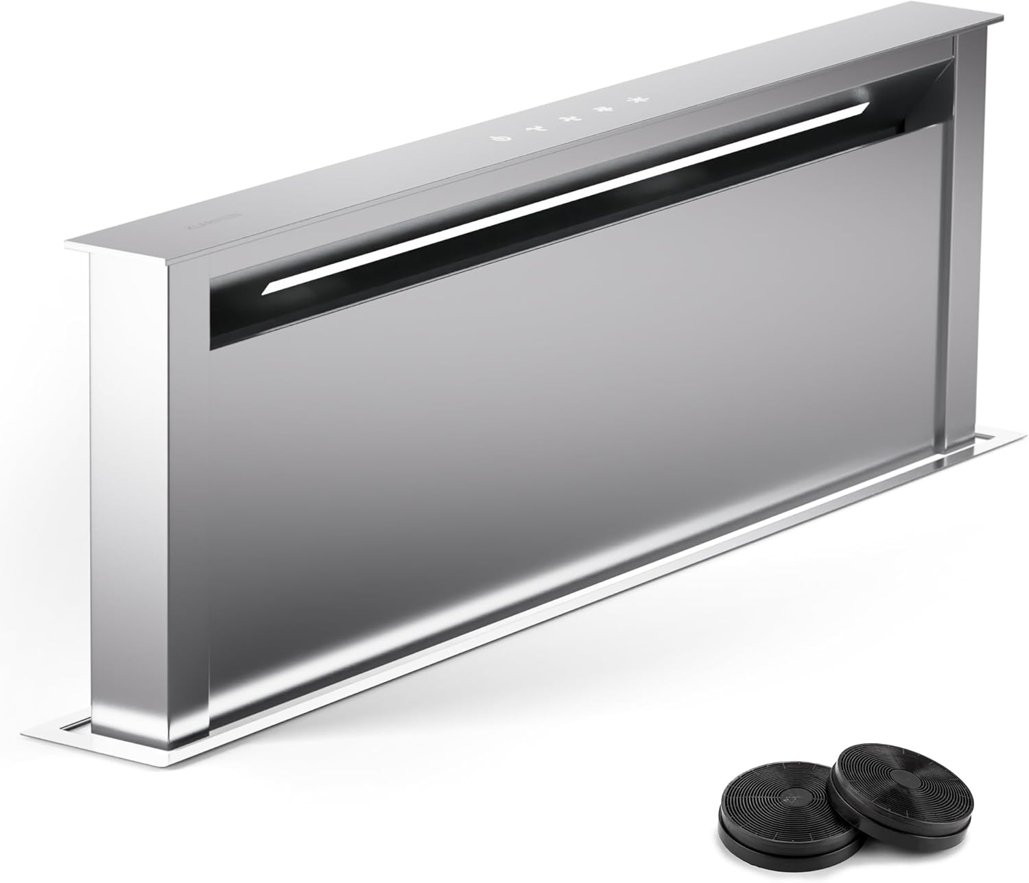 Klarstein Downdraft-Dunstabzugshaube, Versenkbare Abzugshaube, Leise Dunstabzugshauben mit Filter, Dunstabzugshaube 60cm, Umluft/Abluft Dunsthaube mit 10 Stufen, Dunstabzug 576 m³/h Luftstrom