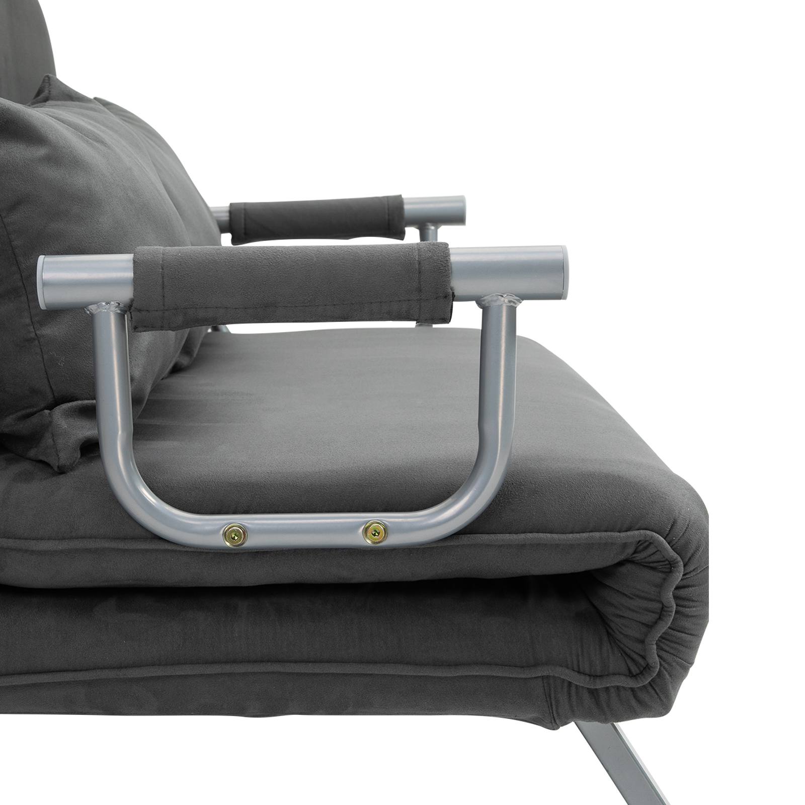 tweezits bedbank met armleuningen, 3-in-1 slaapbank, logeerbed, opvouwbare matras, opklapbed, chaise longue, multifunctioneel, imitatie-su��de grijs 105 x 80 x 78 cm