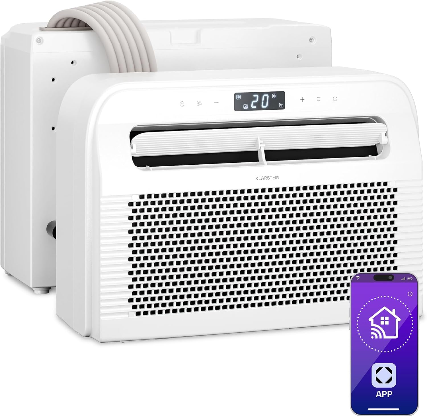 Klarstein Chillavan Mobile Klimaanlage – 5.000 BTU, Für Räume bis 20 m², 3-in-1: Klimaanlage, Luftentfeuchter & Ventilator, Energieeffizienzklasse A, App-Steuerung, Ideal für Wohnmobile