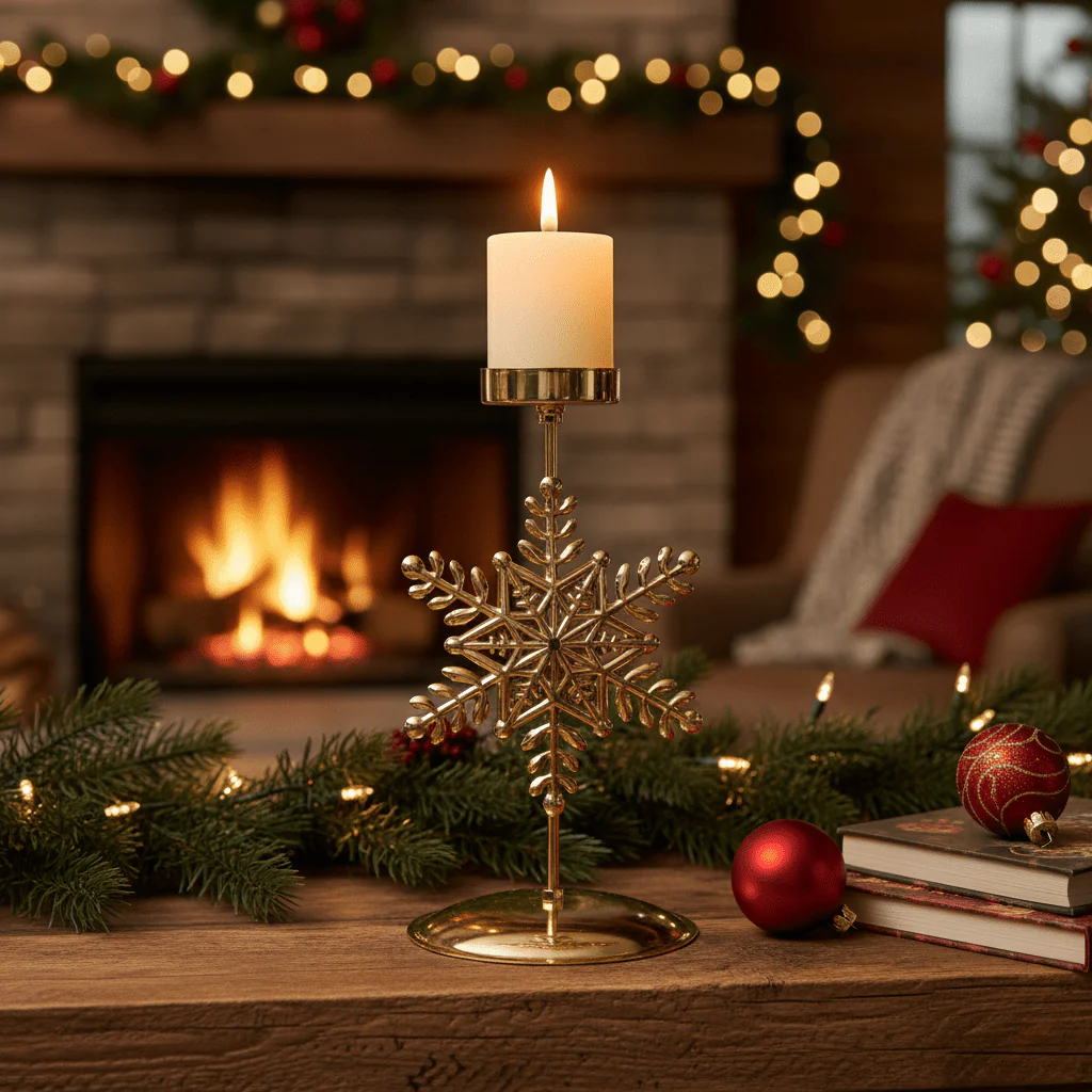 GLORIAHOME – Vintage Gouden Kaarsenhouder voor Elegante Kerstdecoratie