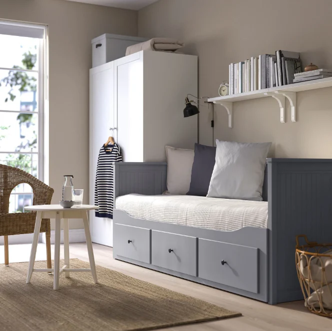 2025 IKEA HEMNES dagbed met 3 lades ?C Grijs, 80 x 200 cm, ruimtebesparend en veelzijdig