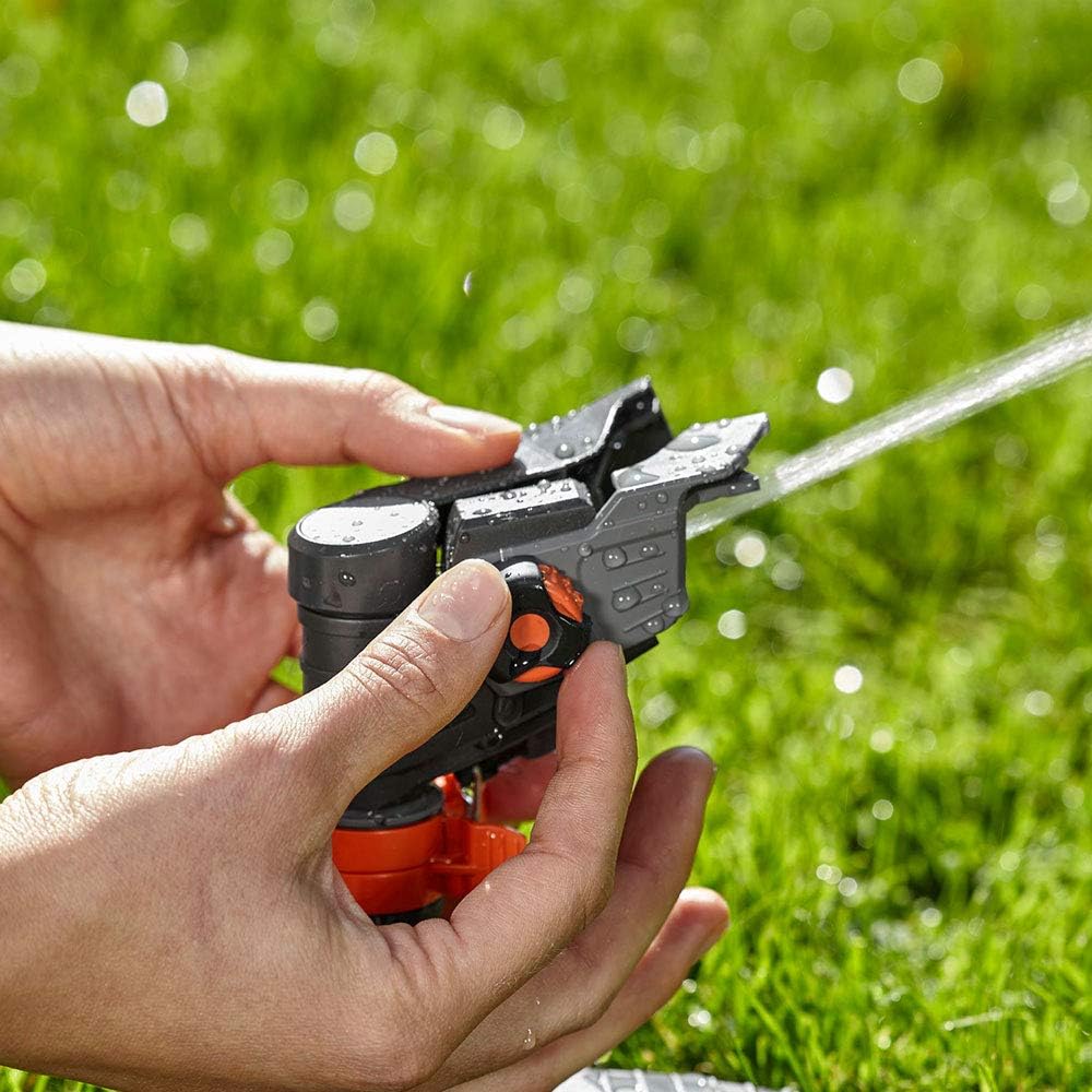 Gardena Comfort veelvlakssproeier AquaContour Automatic: vlakberegening voor de individuele besproeiing van bijna elke tuinomtrek, eenvoudig te programmeren, reikwijdte 2,5-10,5 m (8133-20)