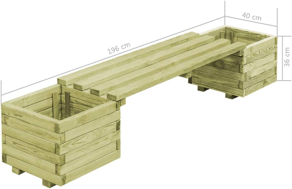 SKM Gartenbank mit Pflanzgefäßen Kiefernholz Imprägniert