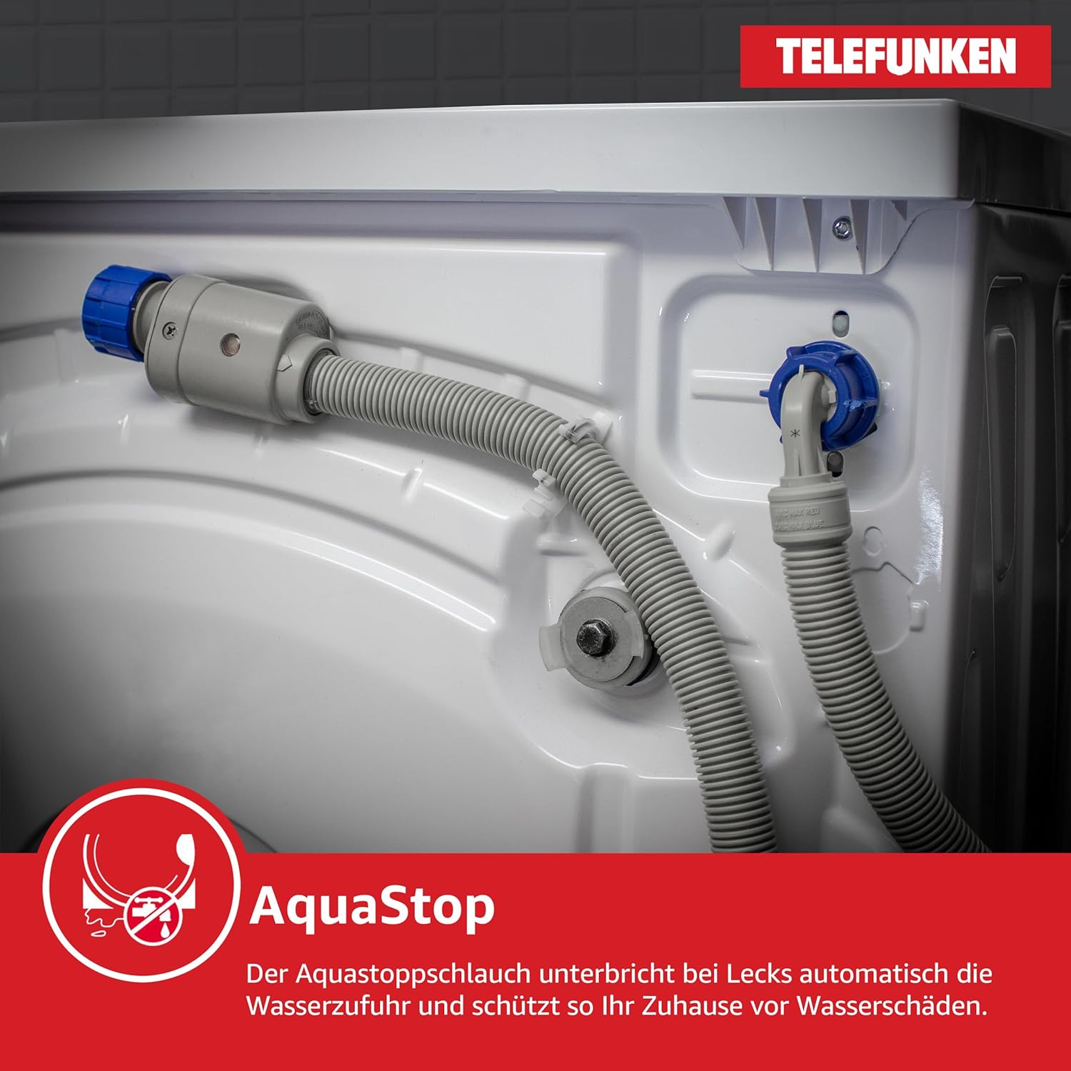 Telefunken Waschtrockner, 9 kg Waschen / 6 kg Trocknen, Waschmaschine mit Trockner integriert, 1400 U/Min, Frontlader Waschtrockner Kombi, Inverter Motor, AquaStop, 15 Programme, Energiesparend, Weiß
