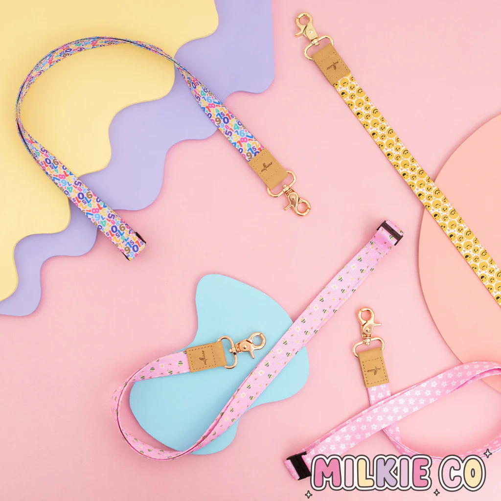 Baby Pink Gingham Fabric Lanyard