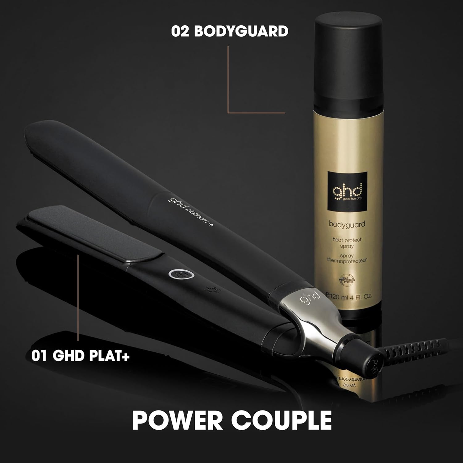 ghd Platinum+ Haarglätter & Professioneller Styler in Schwarz - Stärkeres Haar, Mehr Glanz, Farbschutz - Für Alle Haartypen