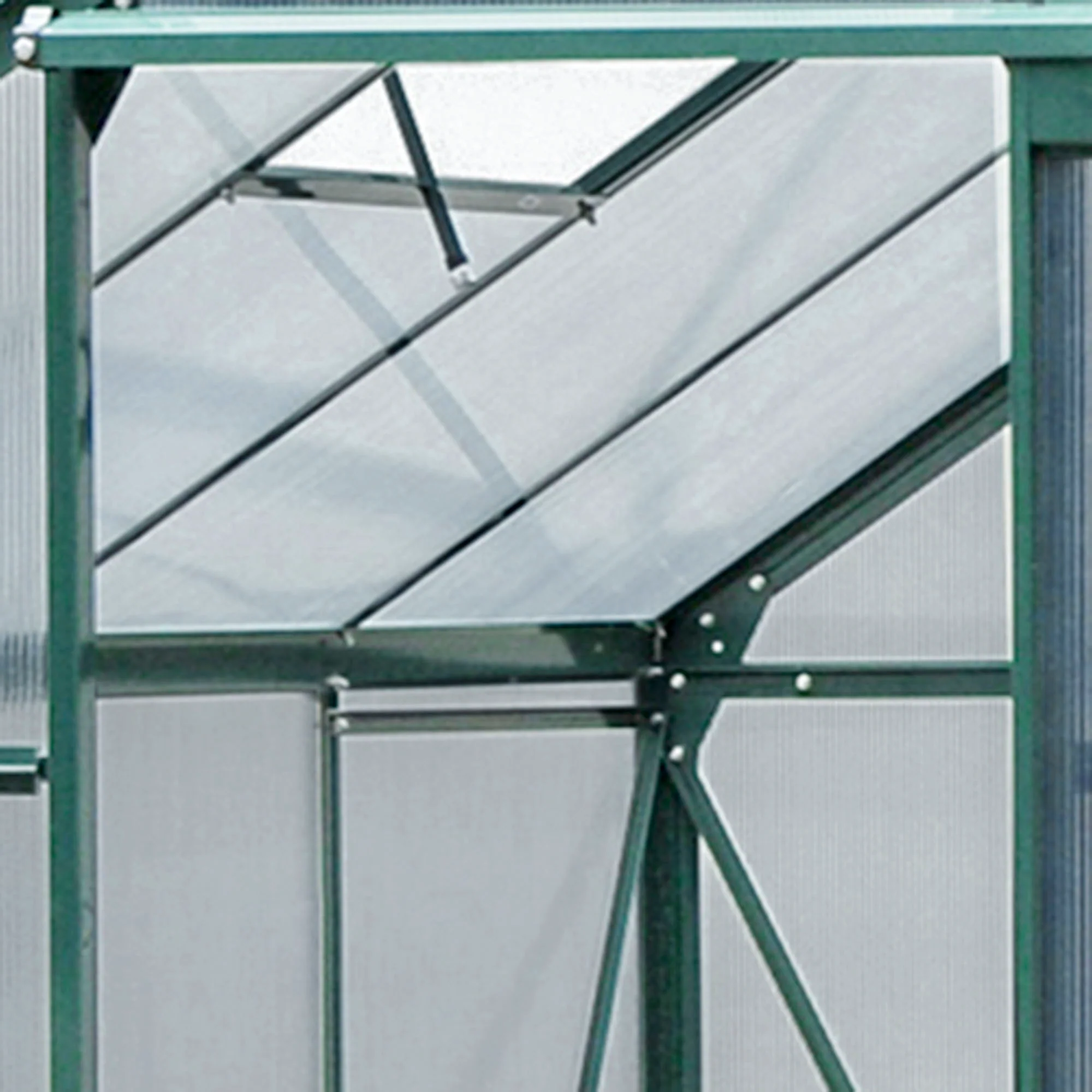Outsunny kas met polycarbonaat behuizing en dakklep, 190x 252 x 201 cm