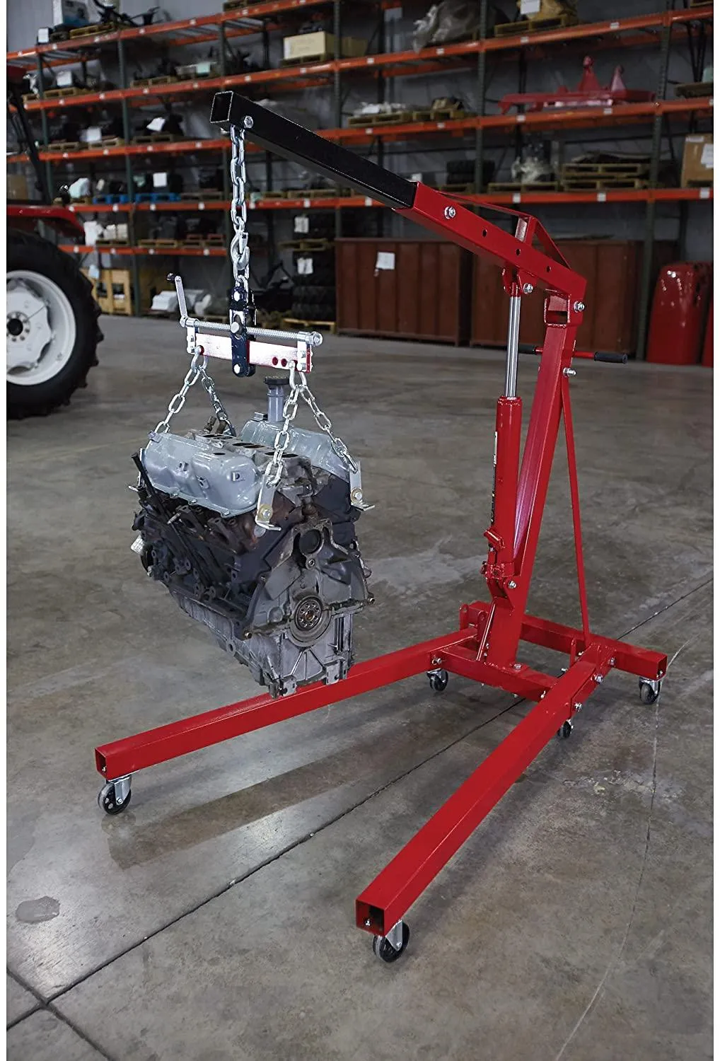 Strongway Hydraulic Engine Hoist with Load Leveler – 2-Ton Capacity, 1in.-82 5/8in. Lift Range