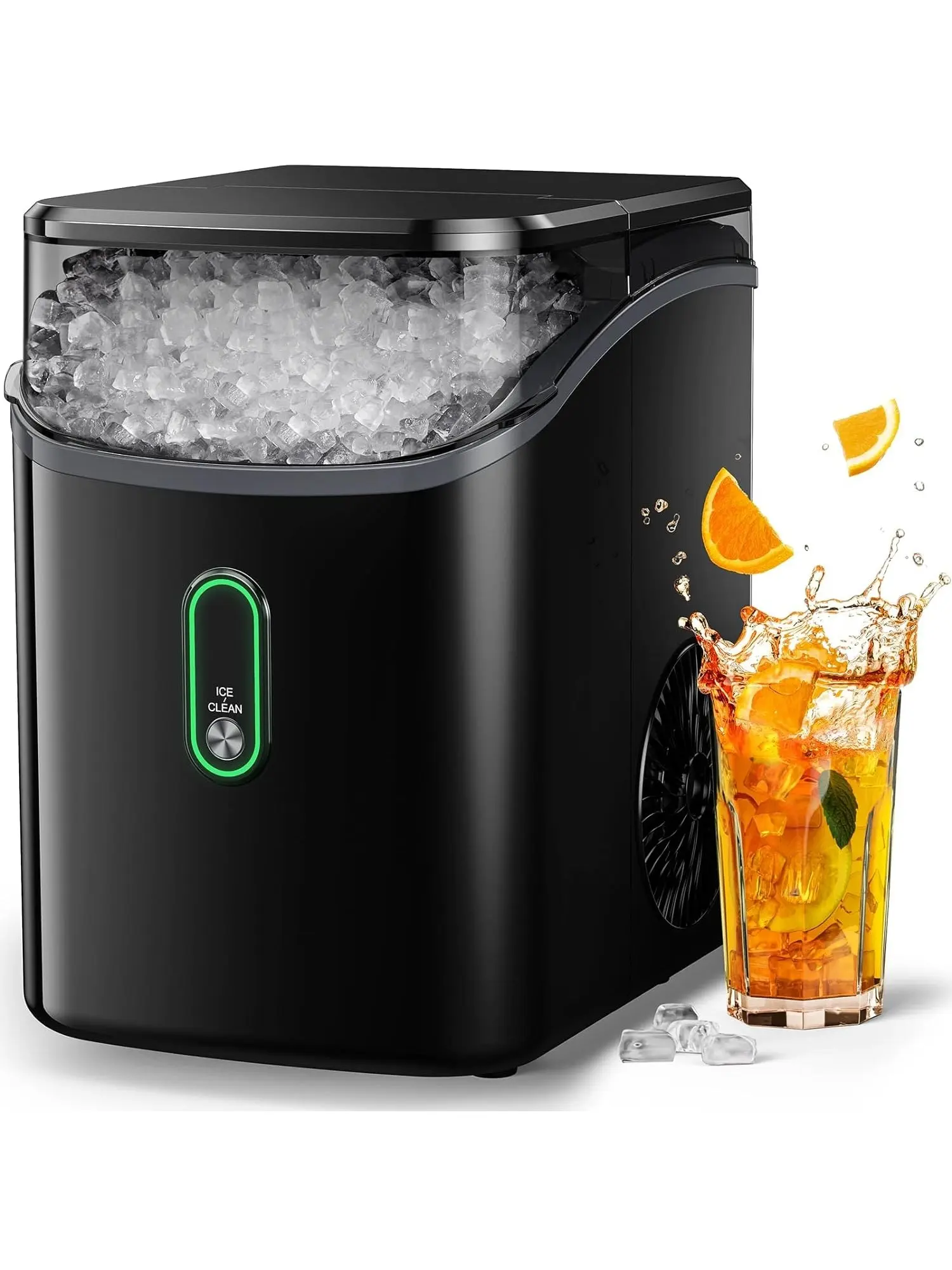 Silonn Nugget-Eiswürfelmaschine für die Arbeitsplatte, Eiswürfelmaschine mit weichen, kaubaren Eiswürfeln, Ein-Klick-Bedienung und Selbstreinigung, 15 kg/24 h für Zuhause, Küche und Büro