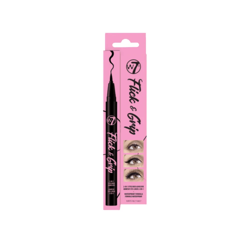 W7 Flick & Grip 2-in-1 Adhesive Eyeliner Pen a?? Black