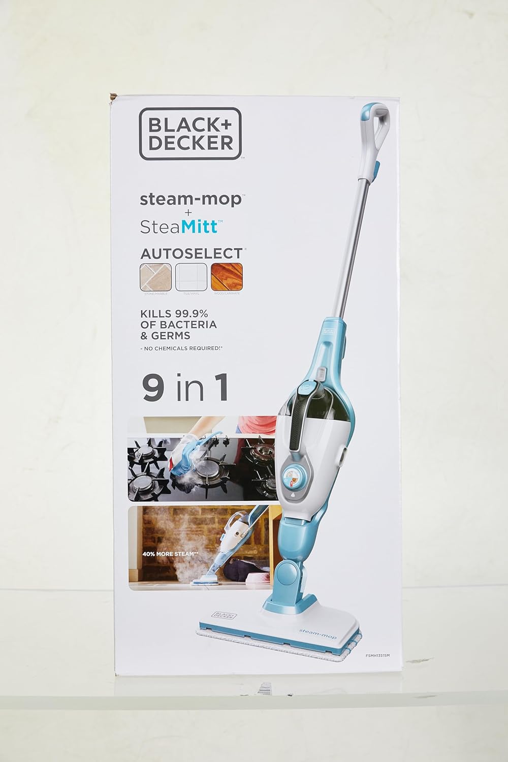 Black+Decker 15-in-1 Dampfbesen Steam-mop (mit Steamitt Dampfhandschuh zur Oberflchenreinigung, AutoSelect für richtige Menge Dampf, 180° drehbarer Reinigungsfu, inkl. 15-tlg Zubehr)