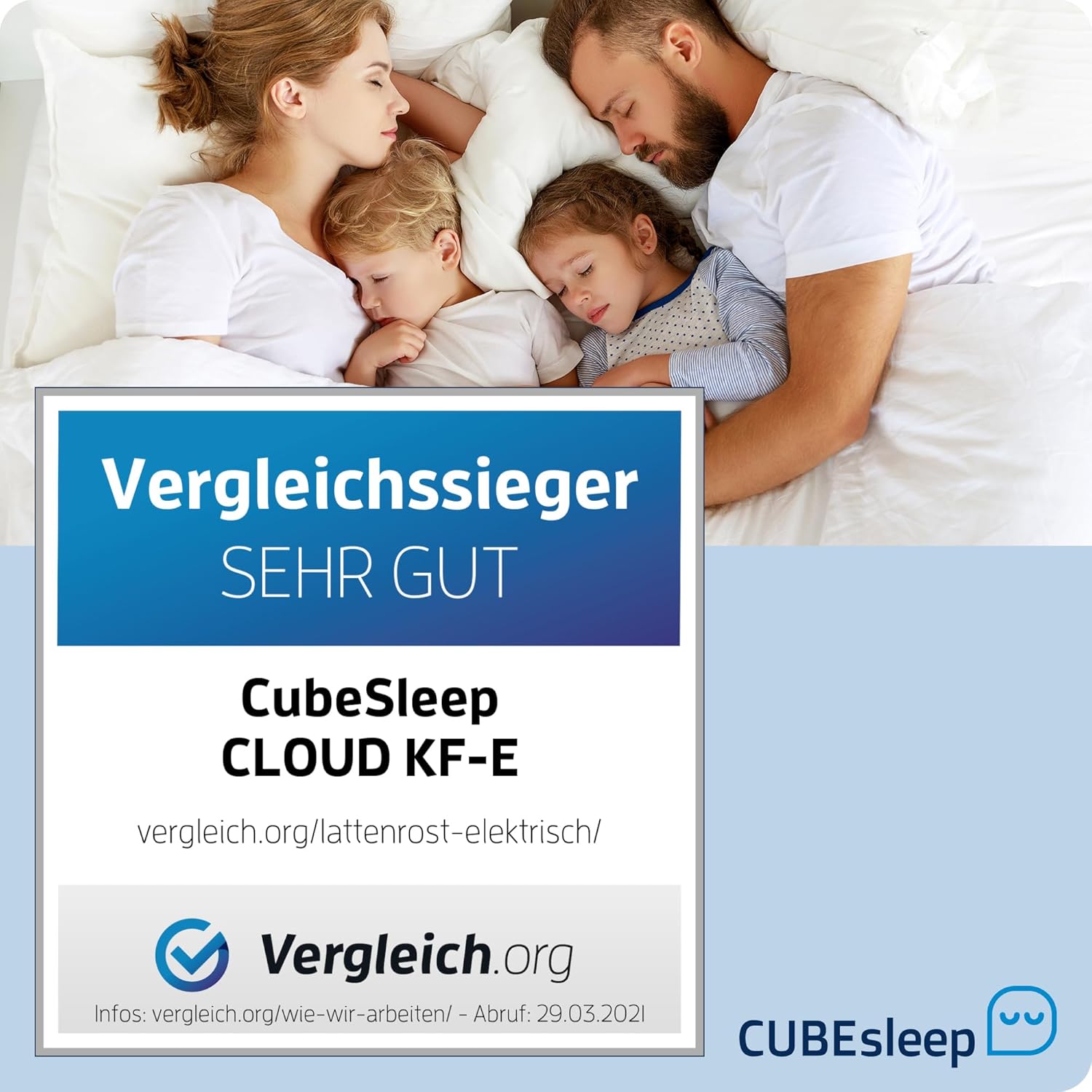 CubeSleep 7-Zonen Tellerfeder-Lattenrost Cloud 140x200 cm | Kopf- und Fußteil elektrisch verstellbar | Made In Germany | GS Zertifiziert – geprüfte Sicherheit | fertig montiert