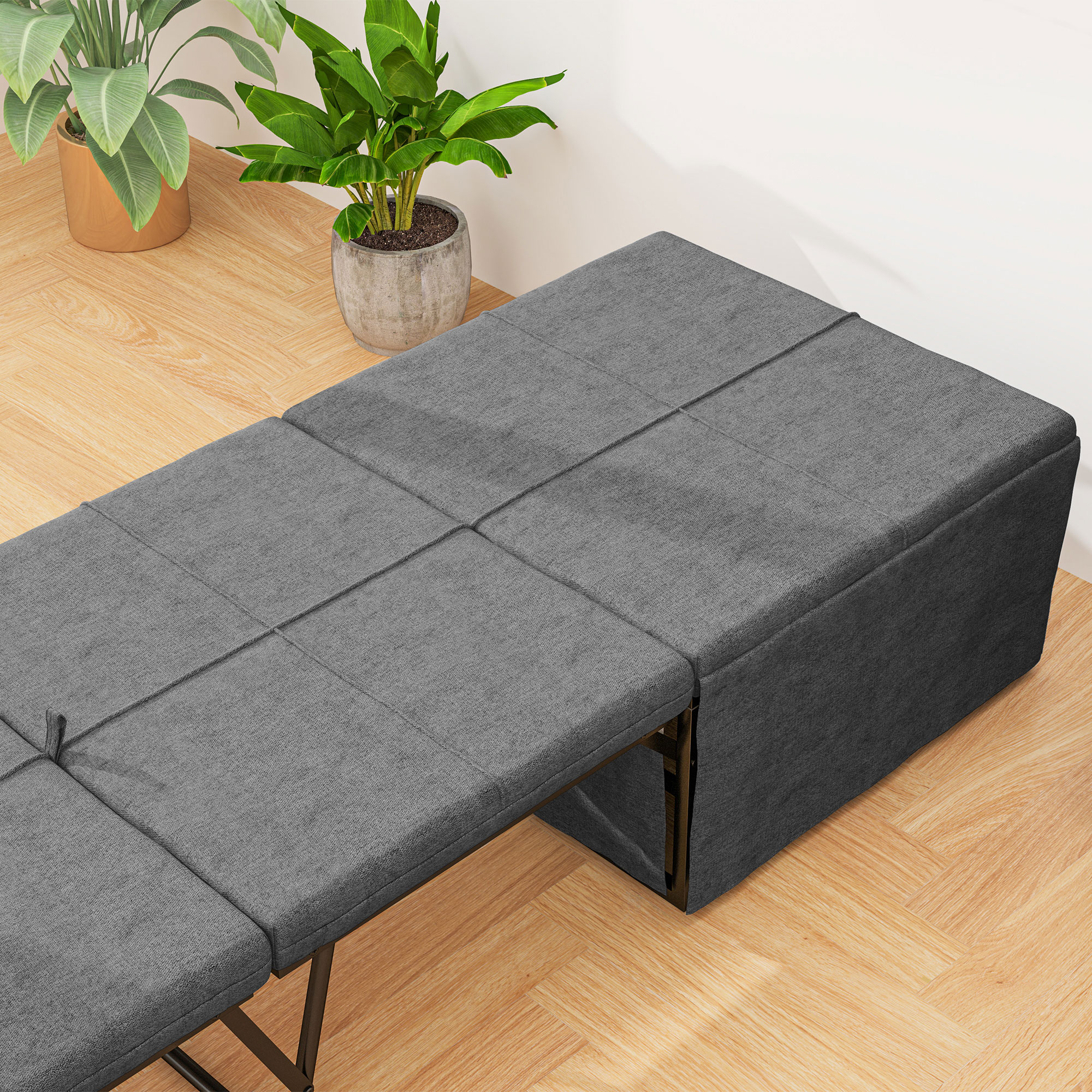 Opklapbaar Bed, met Matras en Stofhoes, 190 x 69 x 38,5 cm, Grijs