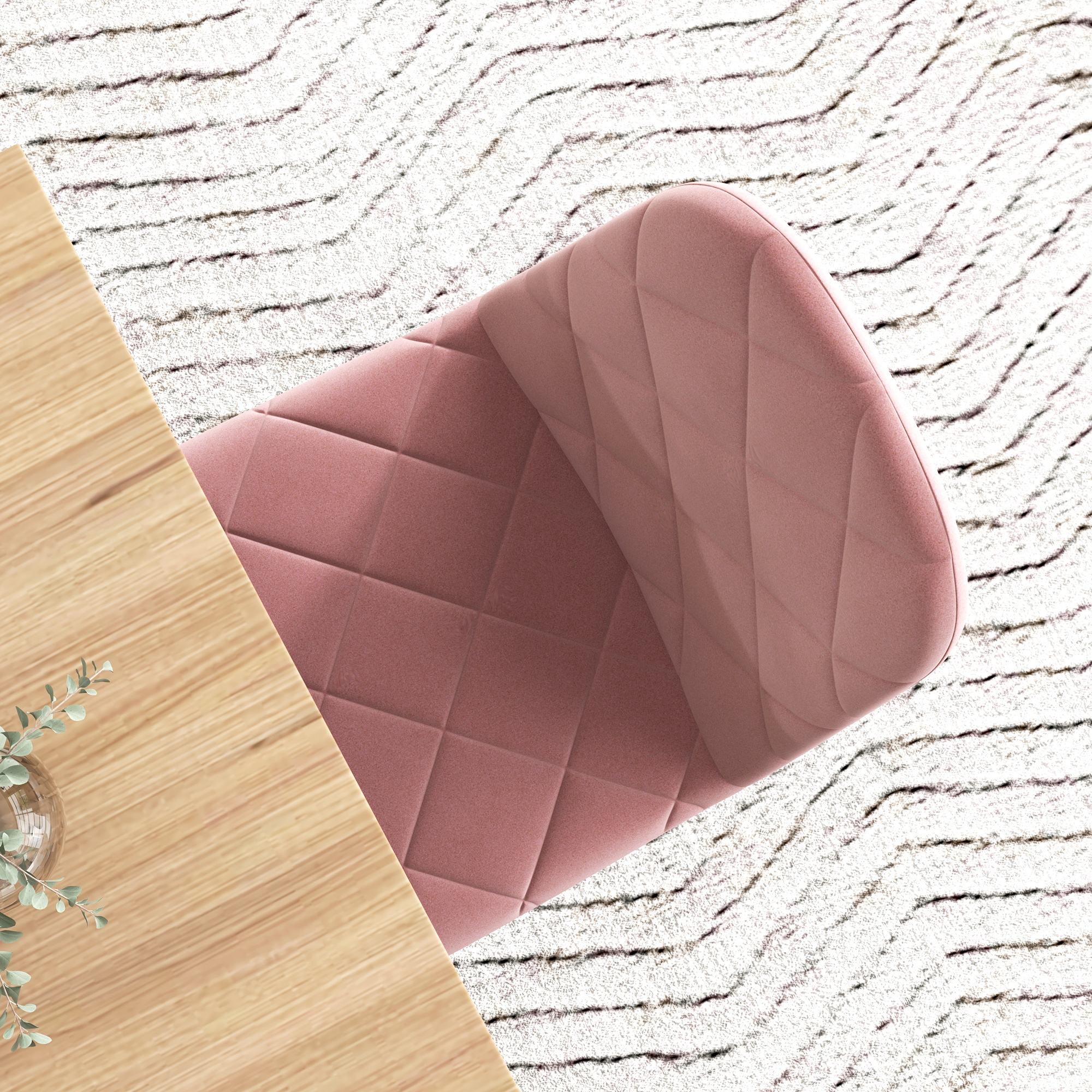 4-delige Set Eetkamerstoelen in Fluwelen Look met Rugleuning, 45 x 54 x 87 cm, Roze