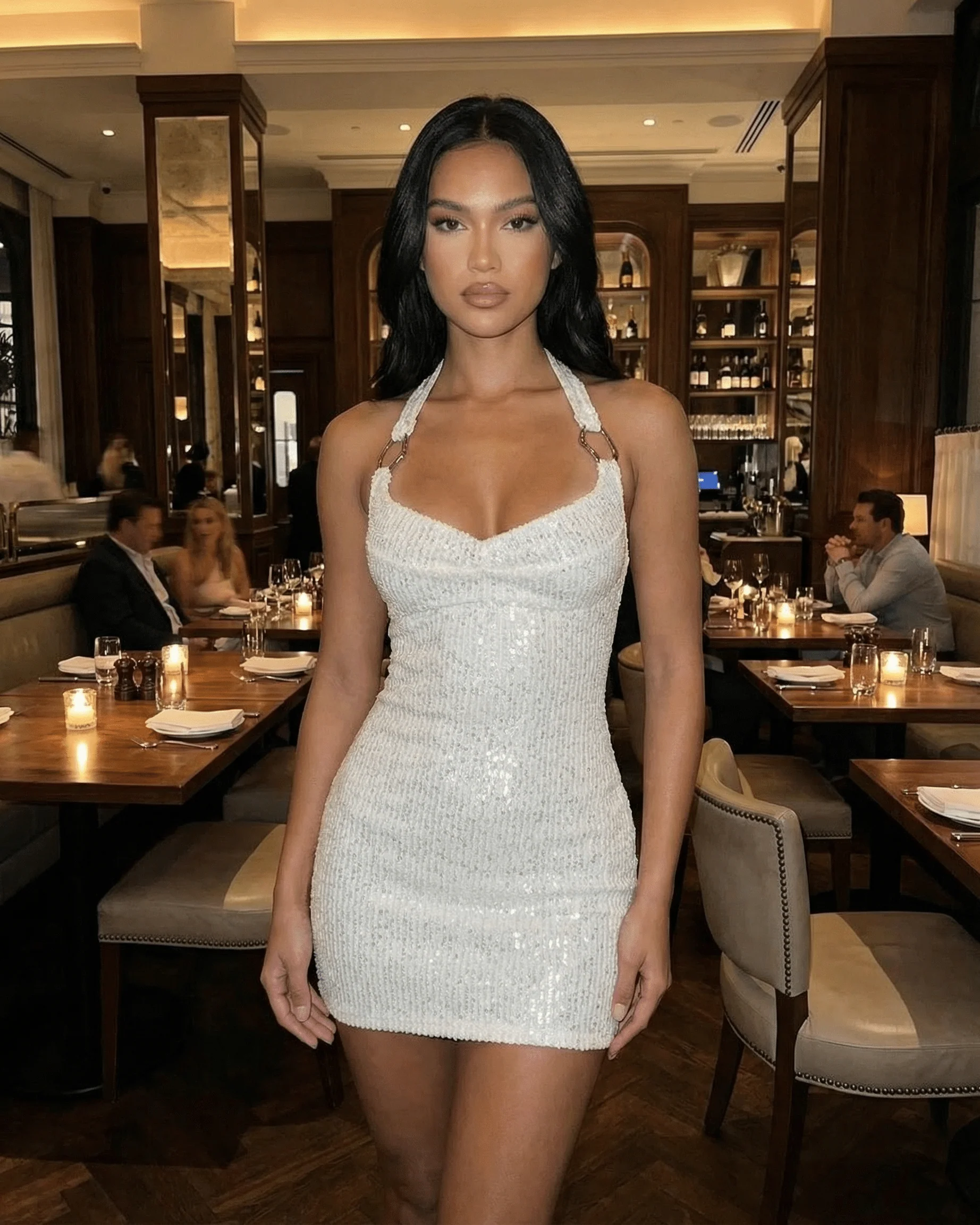 Minikleid f��r Damen mit V-Ausschnitt und verstellbarer Passform