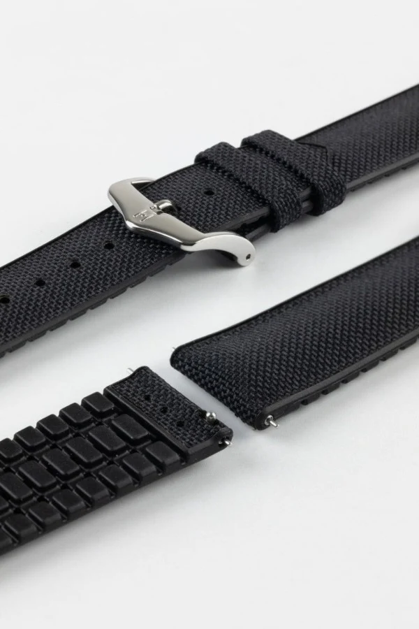 Hirsch ARNE Sailcloth Effect Performance Watch Strap - BLACK