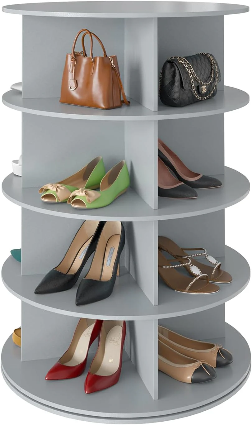 SpaceAid 7 Tier Rotating Shoe Rack Tower, Spinning Shoe Display Lazy Susan