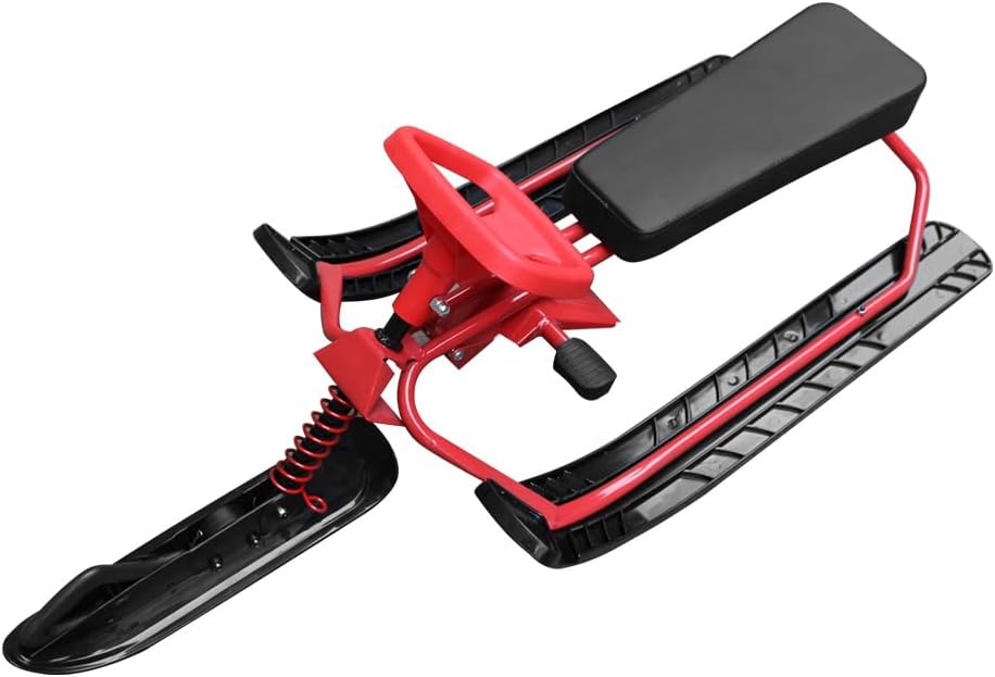 Snow Racer-Schlitten, Skischlitten-Gleitbrett mit Lenkrad und Doppelbremsen, Robuste Schneeschlitten für, Jugendliche und Erwachsene, Wintersport, Familien-Winterabenteuer