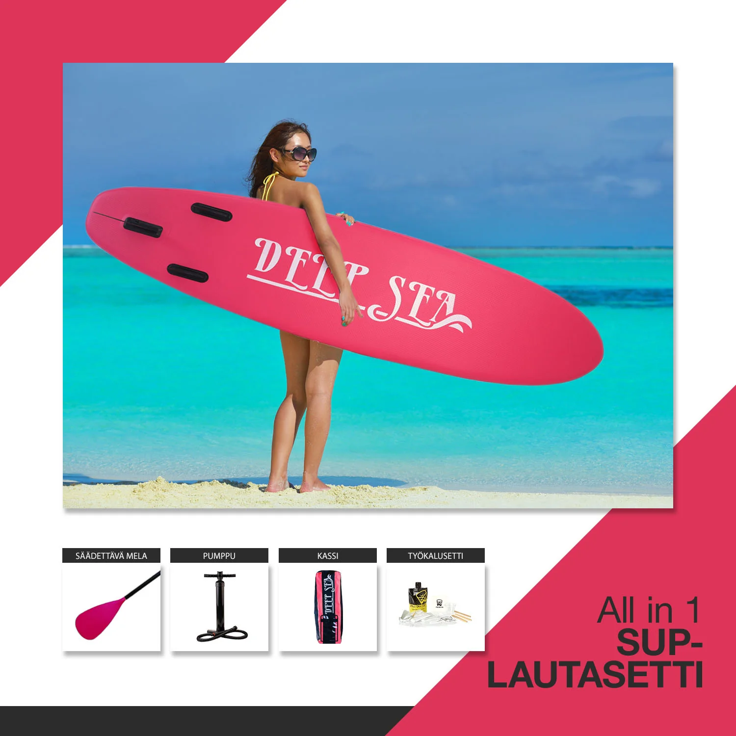 Deep Sea SUP Board Set Standard (275cm), rosa