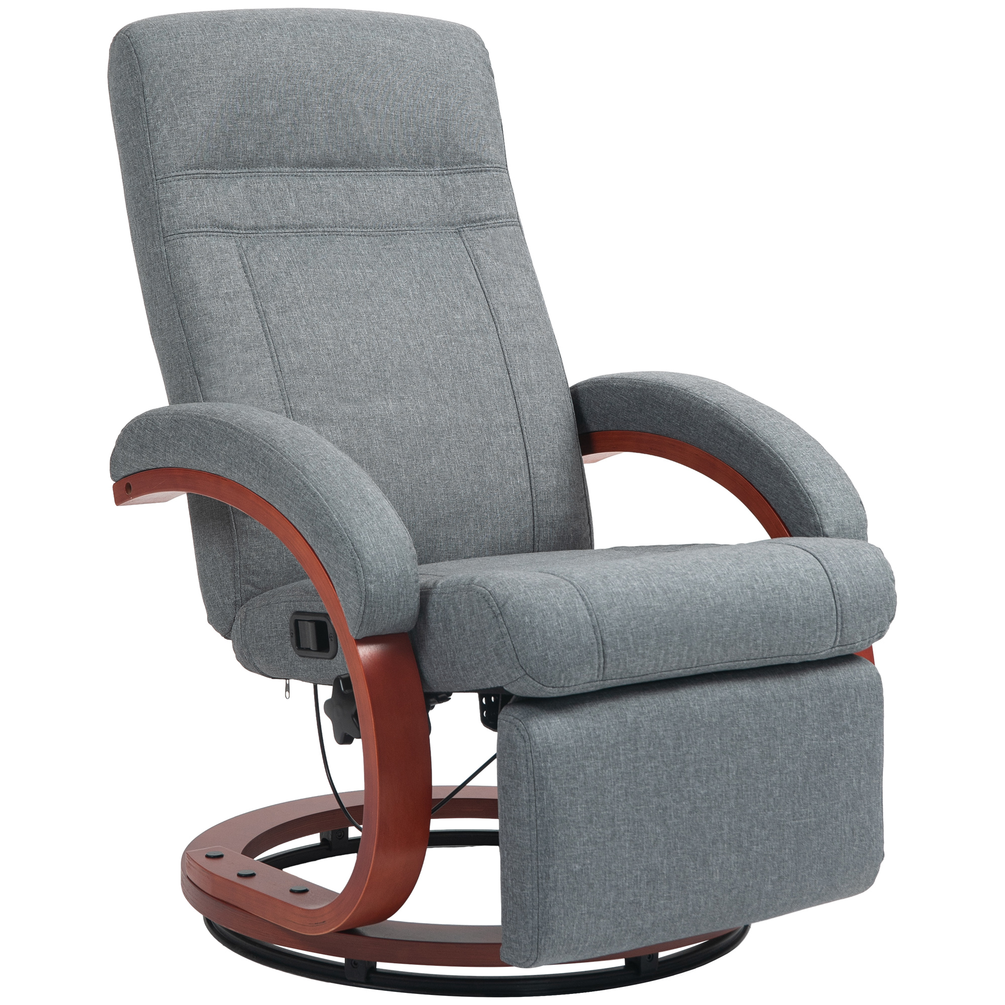 Relaxfauteuil met Opklapbare Voetensteun, Draaibaar, Kantelbare Rugleuning, Linnenlook, Tot 140 kg, Grijs