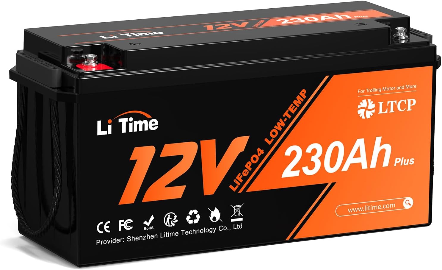 Litime 12V 230Ah Plus LiFePO4 Batterie Low-Temp-Schutz Eingebautes 200A BMS, Max 2944Wh Energie, Lithium-Eisenphosphat Batterie Perfekt für Womo, Camping, Solaranlage, Boot, Hausenergiespeicher