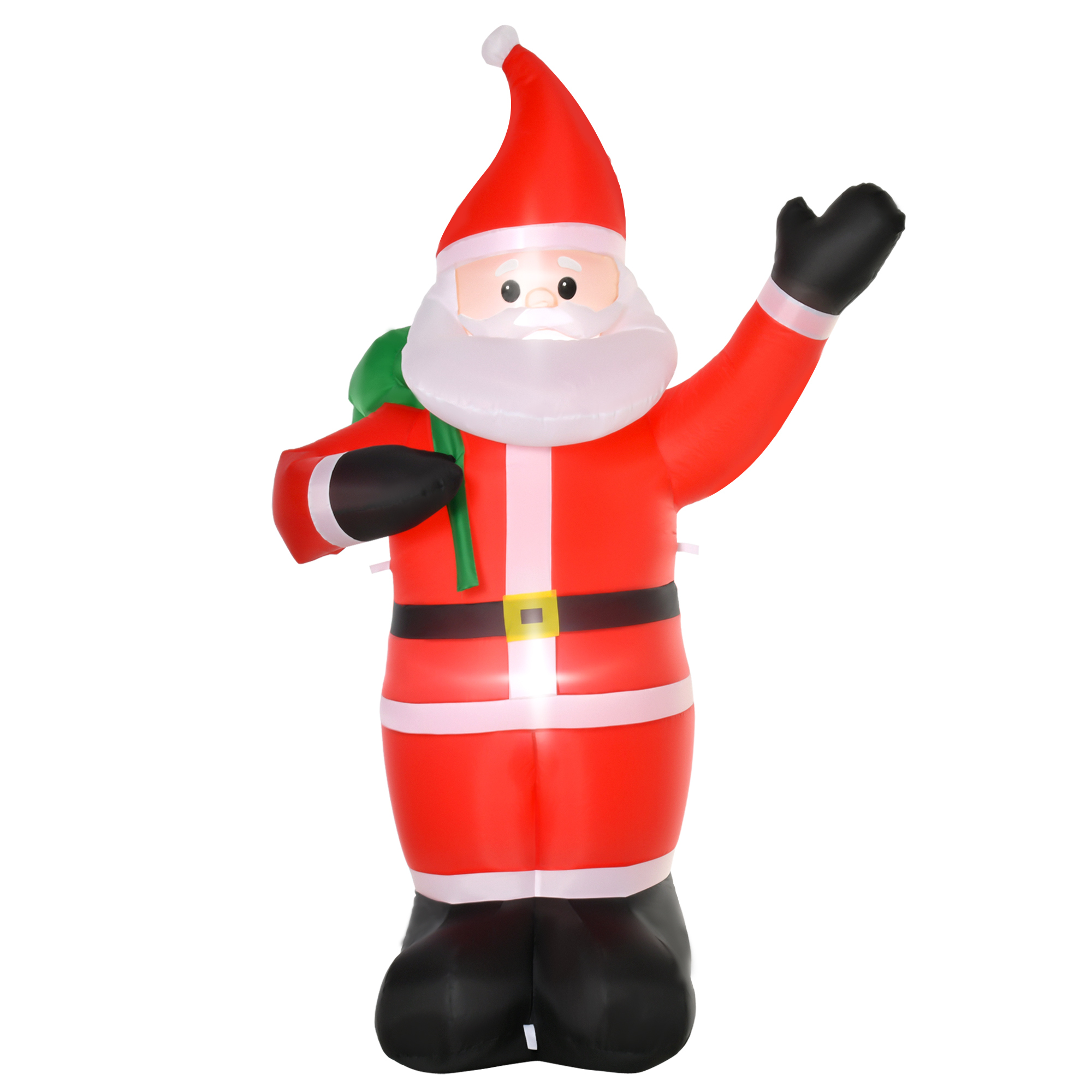 Kerstman, 2,40 meter groot, met LED-verlichting, zelfopblazende Tuindecoratie