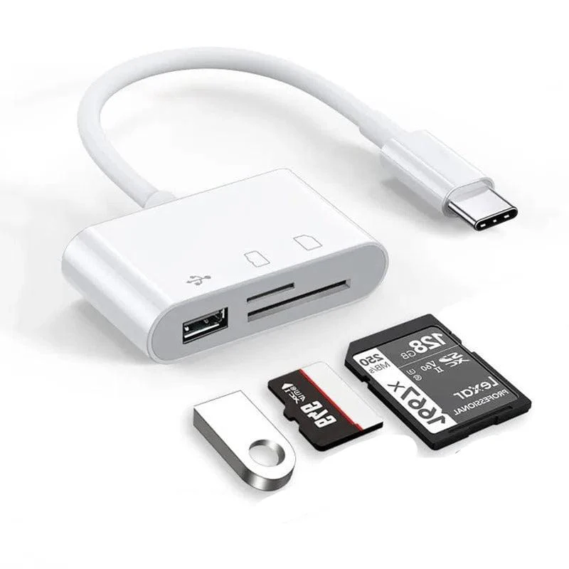 3-in-1 Type-C Card Reader Adapter SD/TF Memory Card Reader & USB OTG Converter