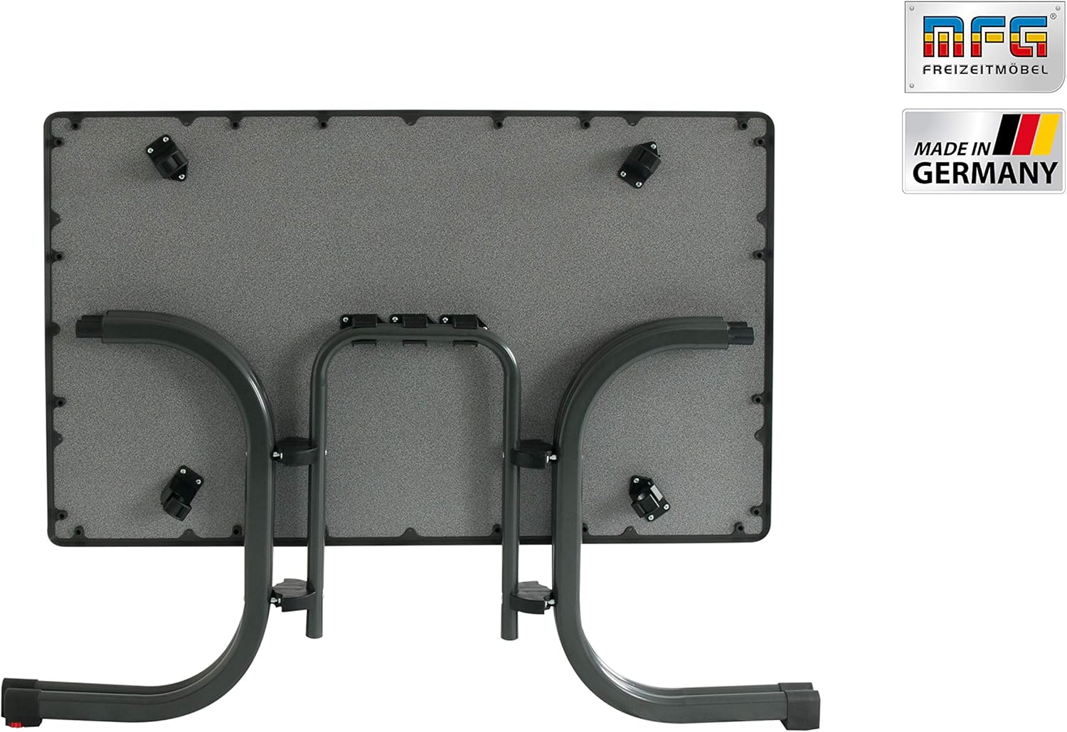 MFG Boulevard-Klapptisch 110x70 cm | Gartentisch | Wetterfest | Platzsparend klappbar | mit Niveauausgleich | anthrazit/Schiefer