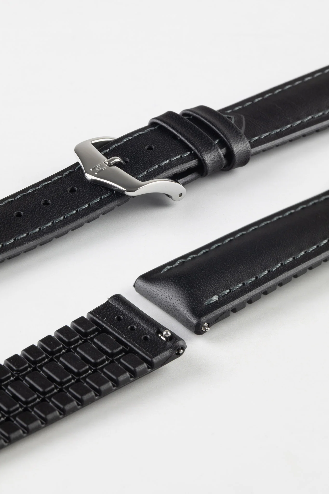 Hirsch JAMES Calf Leather Performance Watch Strap in BLACK