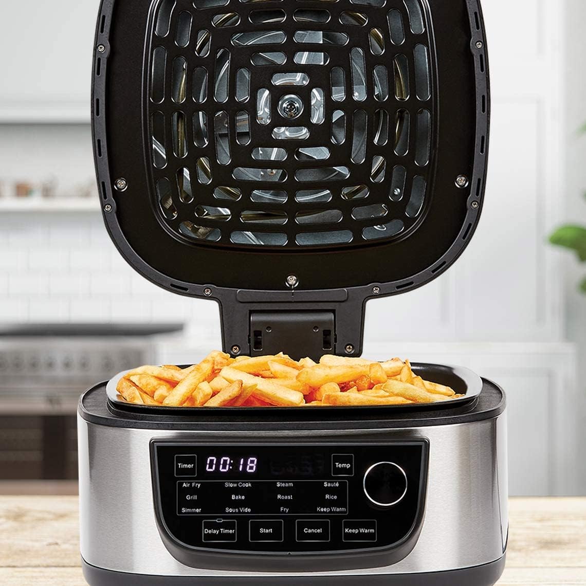 PowerXL MultiCooker - 12 in 1 Multikocher mit Warmhaltefunktion - Heißluftfritteuse, Backofen, Bratpfanne, Reiskocher uvm. - 5,7 Liter Fassungsvermögen - 12 Kochprogramme - Airfryer - Kaloriensparend