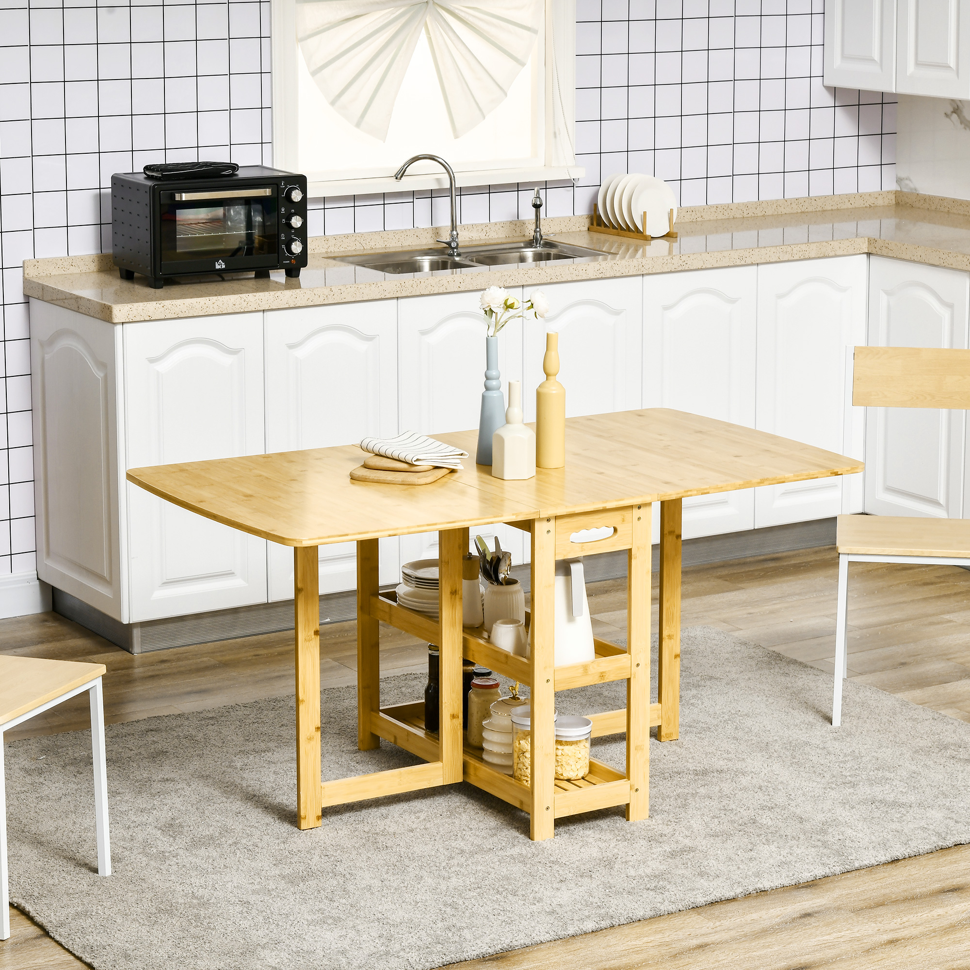 eettafel klaptafel met opbergvakken eetkamertafel keukentafel naturel hout