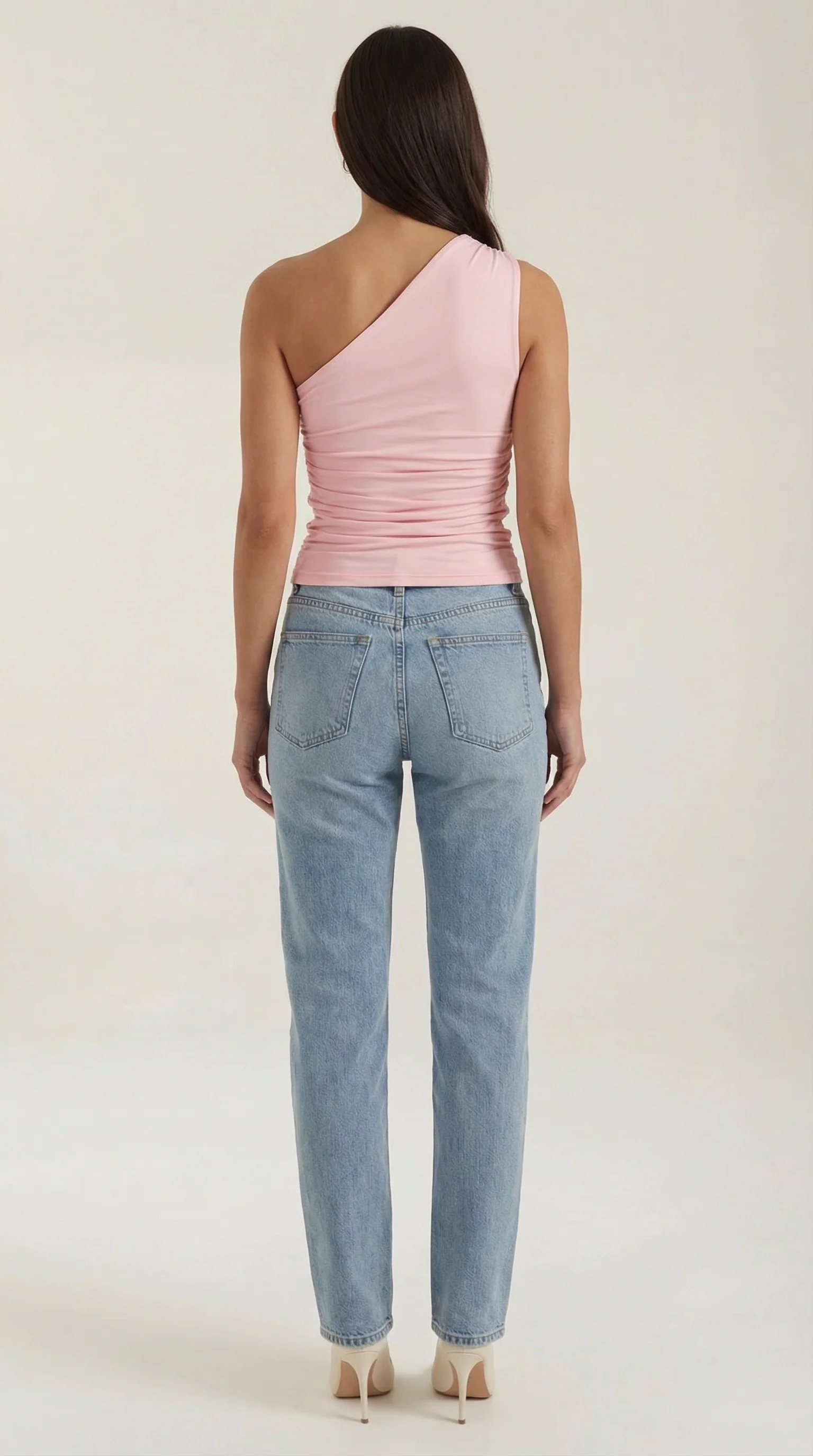 ?rmelloses One-Shoulder-Top mit seitlicher Raffung