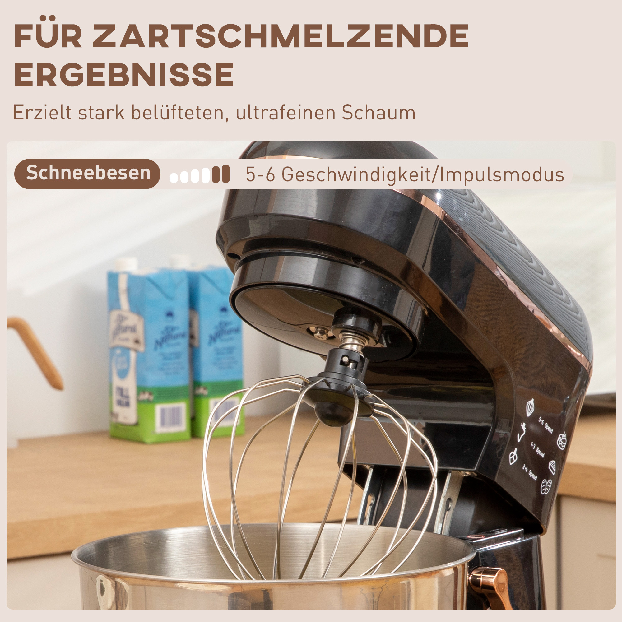 Staande Mixer, Keukenmachine, Mixer, 6 Standen, 5,5L Roestvrijstalen Kom, Zwart