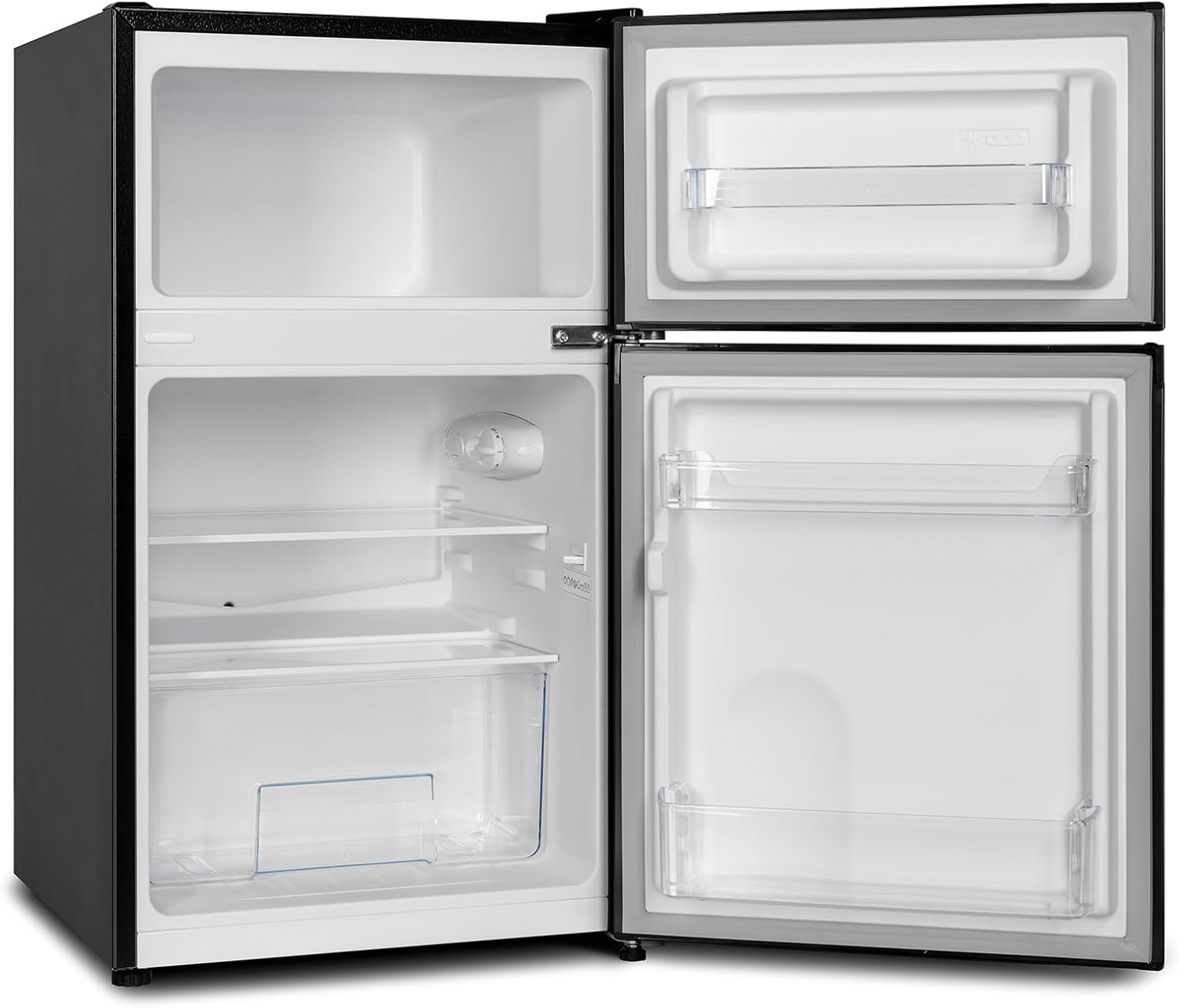 CHIQ CTT107BC Kühlschrank Klein 107 Liter, Höhe 84cm, Tiefe 55cm, Platzbedarf nur 0,3 ㎡, Mikro-Gefrierfach, Vario Box, 7 Temperaturregelstufen, geräuscharm, 87 kWh/Jahr, Schwarz