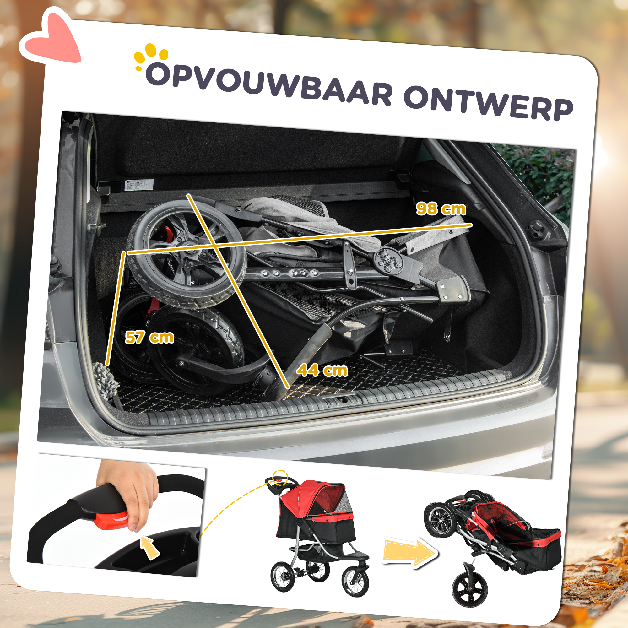 hondentrolley hondenbuggy rood zwart
