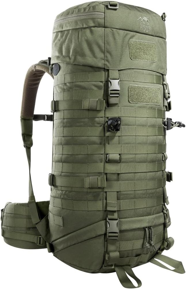 Tasmanian Tiger TT Base Pack 52 Modularer, erweiterbarer Einsatz-Rucksack 52L bis 65L Volumen, Trekking-Rucksack mit Molle-System und abnehmbarem Hüftgurt
