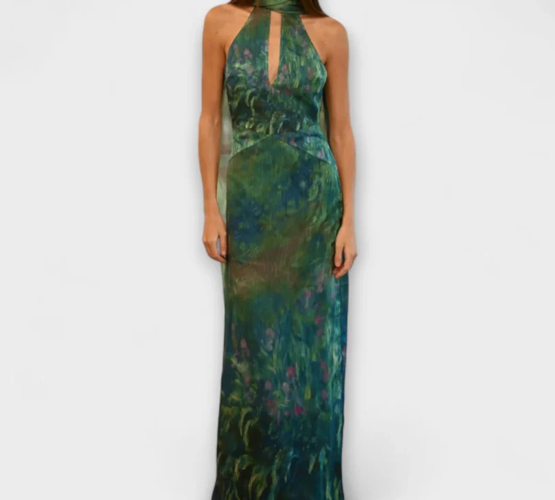 Maxikleid mit Iris-Print f��r sommerliche Anl?sse