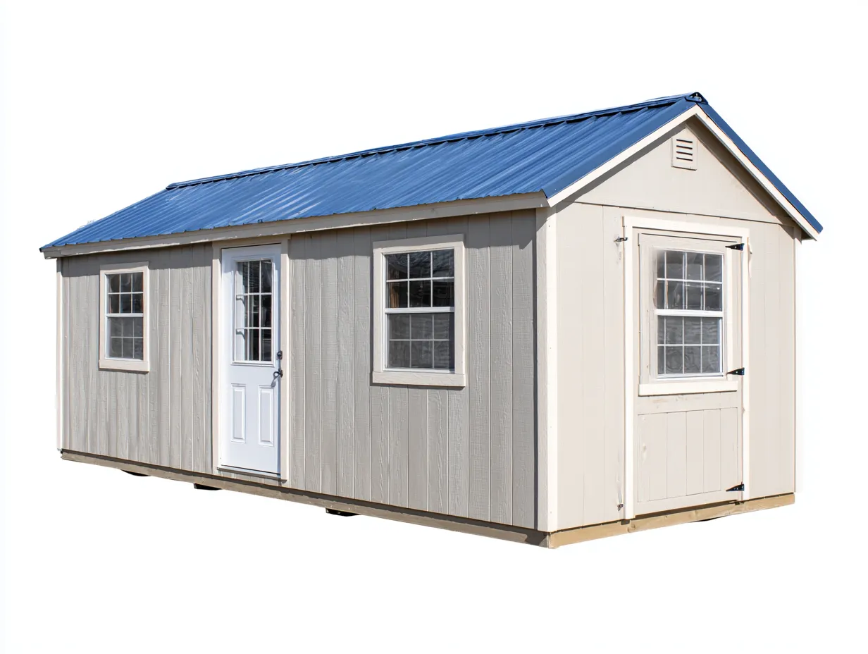 Gartenhäuser-Holz-Metall-368 x 238 x 248 cm-Grau-Weiß-Blau-Moderner Stil
