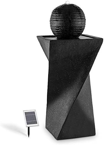 blumfeldt Schönbrunn - Springbrunnen, Gartenbrunnen, Wasserspiel, Kugelbrunnen, Solar, 8 St. Akku-Betrieb, 200 L/h Pumpleistung, 300 cm² Photovoltaikfläche, LED-Licherkranz, Basalt, schwarz